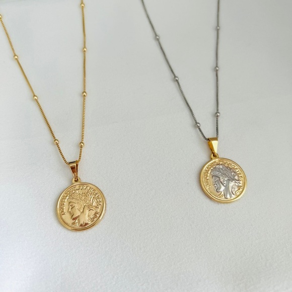 Two- Tone Quarter Necklace - Picture 6 of 10